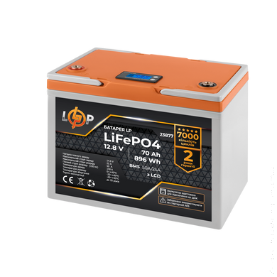 Акумулятор LP LiFePO4 12,8V - 70 Ah (896Wh) (BMS 50A/25А) пластик LCD для ДБЖ