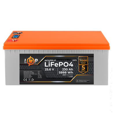 Аккумулятор LP LiFePO4 LCD 24V (25,6V) - 230 Ah (5888Wh) (BMS 150A/75A) пластик