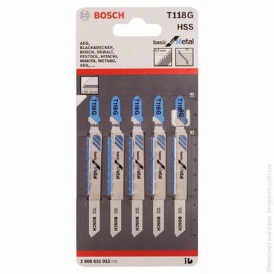 5 лобзикових пилок BOSCH T 118 G, HSS (2608631012)