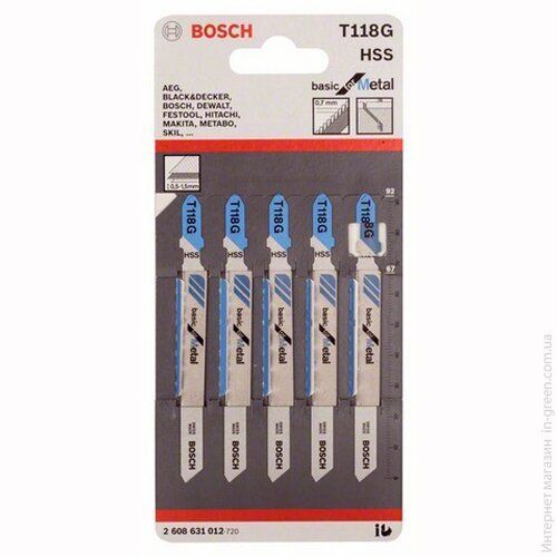 5 лобзикових пилок BOSCH T 118 G, HSS (2608631012)