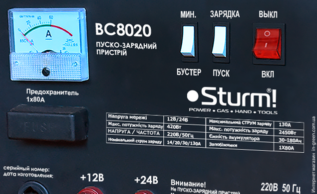 Пуско-зарядное устройство STURM BC8020 12-24В