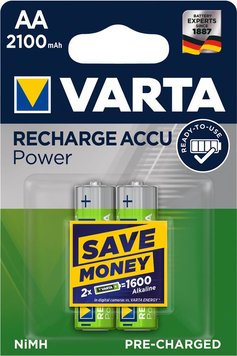 Аккумулятор VARTA RECHARGEABLE ACCU AA 2100mAh BLI 2 NI-MH (56706101402)