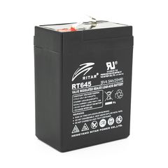 Аккумуляторная батарея AGM RITAR RT645, Black Case, 6V 4.5Ah (70х47х99 (105)) Q20