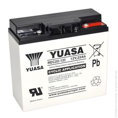 Тяговий свинцево-кислотний акумулятор YUASA REC22-12I 12V 22Ah high cyclic