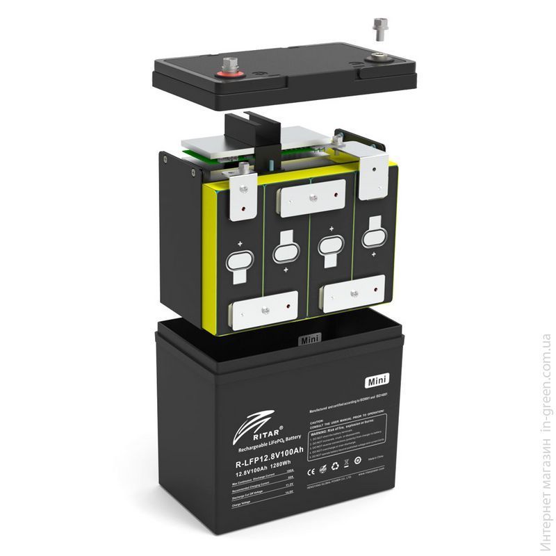 Аккумуляторная батарея Ritar LiFePO4 12,8V 100Ah mini 1280Wh BMS