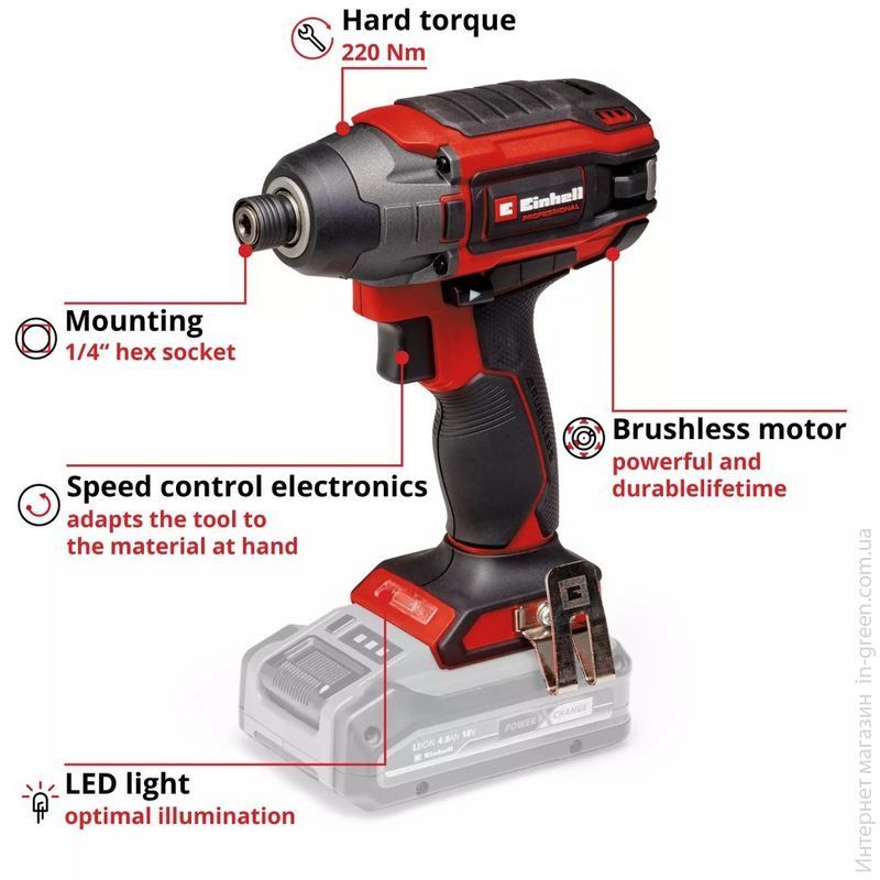 Гайковерт ударный аккумуляторный Einhell TP-CI 18/220 Li BL-Solo (4510085)