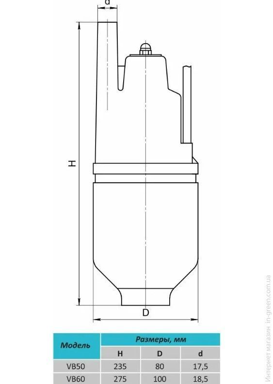 Насос вибрационный Rudes VB50 + кабель 10 м 6720