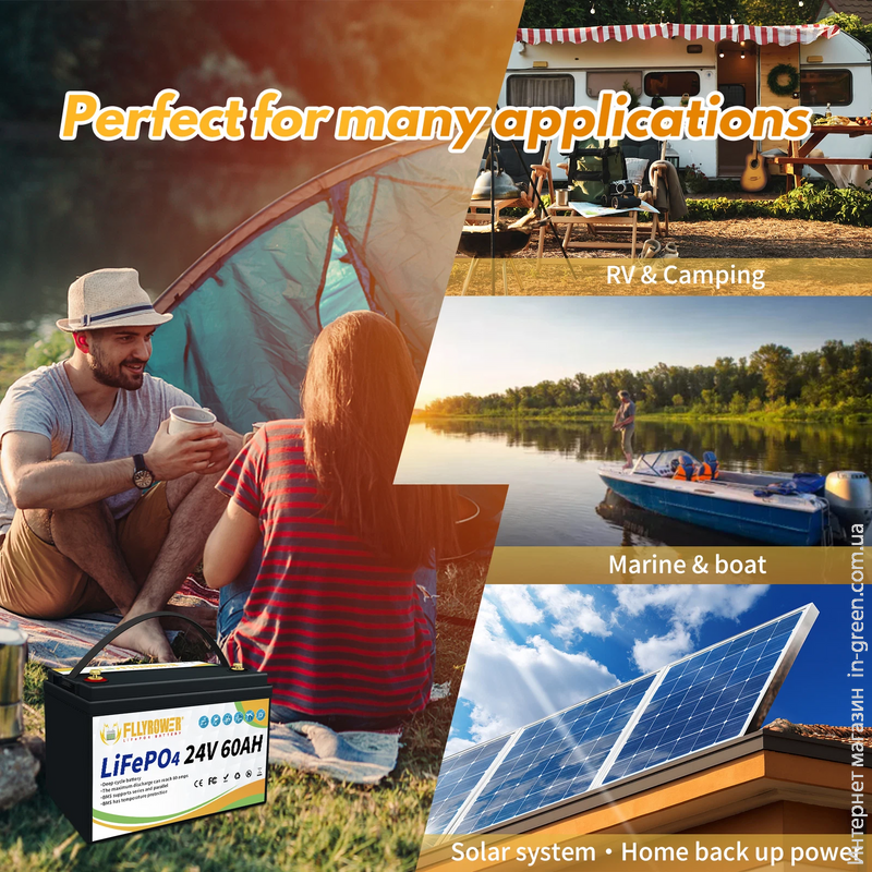 Акумулятор FLLYROWER LiFePO4 24V/60AH (1440W*h)
