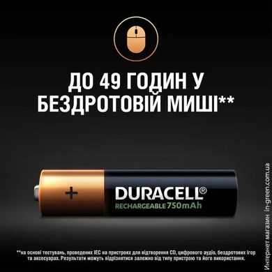 Акумулятор DURACELL HR03 (AAA) 750mAh уп. 4 шт