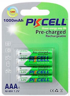 Аккумулятор PKCELL 1.2V AAA 1000mAh NiMH Already Charged, 4 штуки в блистере цена за блистер, Q12