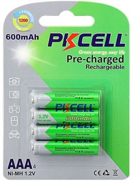 Аккумулятор PKCELL 1.2V AAA 600mAh NiMH Already Charged, 4 штуки в блистере цена за блистер,