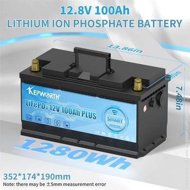 Аккумулятор Kepworth LiFePO4 12V/100AH ​​(1280W*h), Smart BMS, Bluetooth APP