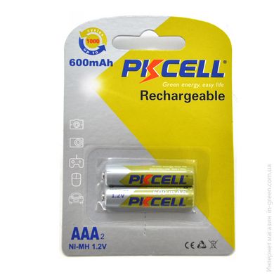 Аккумулятор PKCELL 1.2V AAA 600mAh NiMH Rechargeable Battery, 2 штуки в блистере цена за блистер