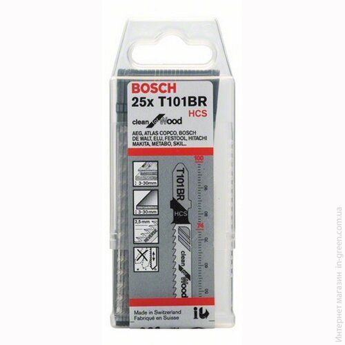 25 лобзикових пилок BOSCH T 101 BR, HCS (2608633623)