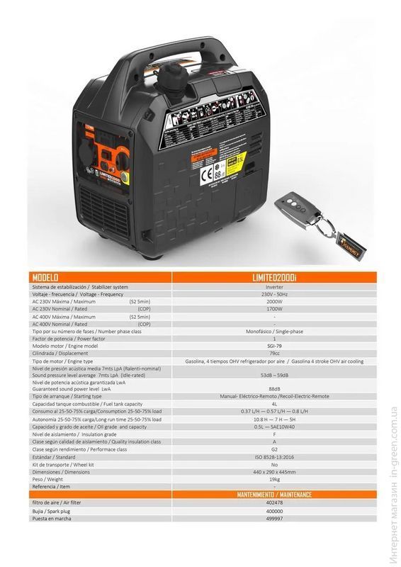 Генератор инверторный GENERGY LIMITED 2000i