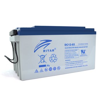 Аккумуляторная батарея AGM RITAR DC12-65, Gray Case, 12V 65Ah ( 350 х 167 х 182 ) Q1