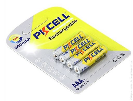 Аккумулятор PKCELL 1.2V AAA 600mAh NiMH Rechargeable Battery, 4 штуки в блистере цена за блистер