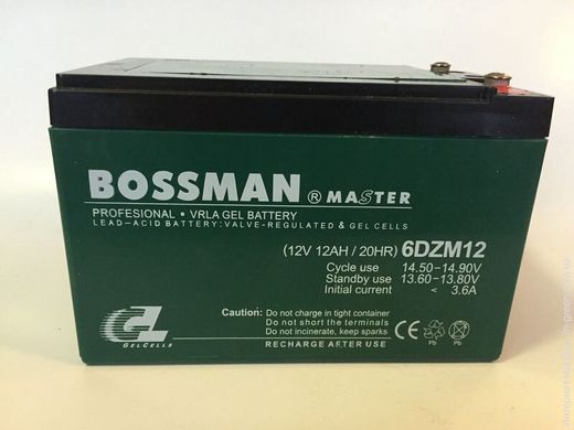 Гелевый аккумулятор BOSSMAN 6DZM12