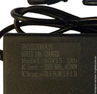Зарядний пристрій BOSSMAN 72V/18-25Ah